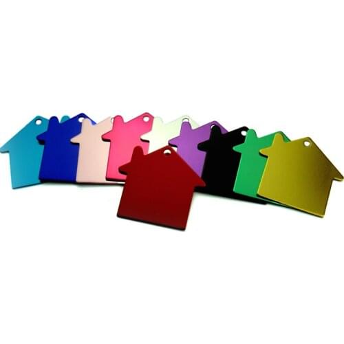 20pcs House Shape 2 Sides Tag pet dogs and cats ID Cat Puppy Name Phone No. of Pet accessories aluminum products decor ID Tags