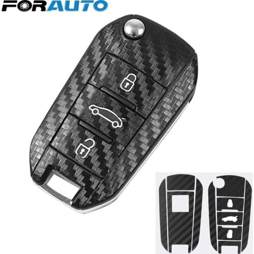FORAUTO Car Key Sticker Protective Cover Sticker Car Key Decoration Carbon Fiber For Peugeot 508 3008 301 2008 Car-styling