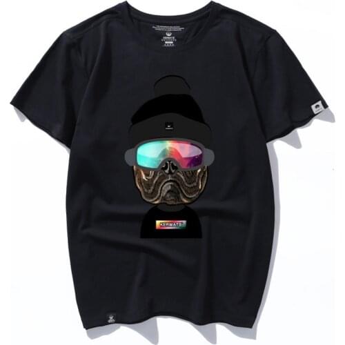 Hong Kong IT buy short sleeve t shirt mens fashion brand large size fat man dog head loose joker plus fat T-shirt