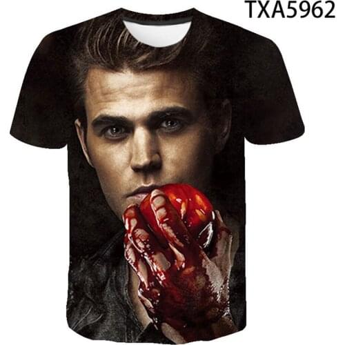 The Vampire Diaries 3D Printed T Shirt Men Women Casual Streetwear Horror Movie T-shirt 2021 New Fashion Summer Cool Tops