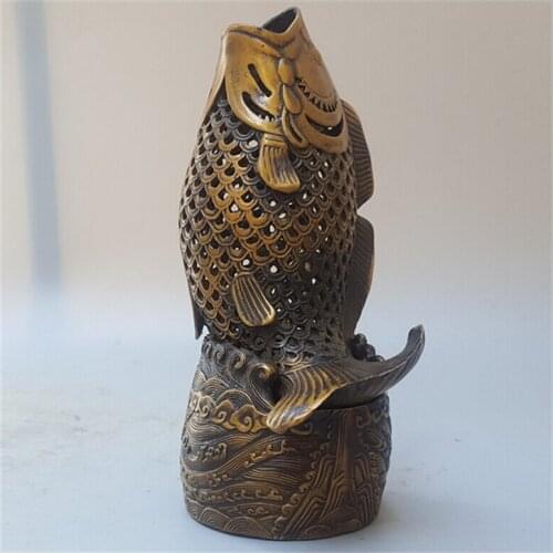 HOT SELL ---2017 519+++The store selling hot copper hollow metal craft vase fish peace more than feng shui home decoration