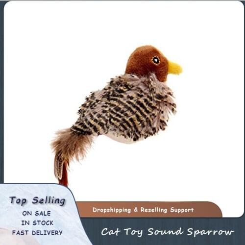 Cat Toy Sparrow Shaped Bird Simulation Sound Oft Stuffed Toy Pet Interactive Sounding Plush Doll Pet Supplies