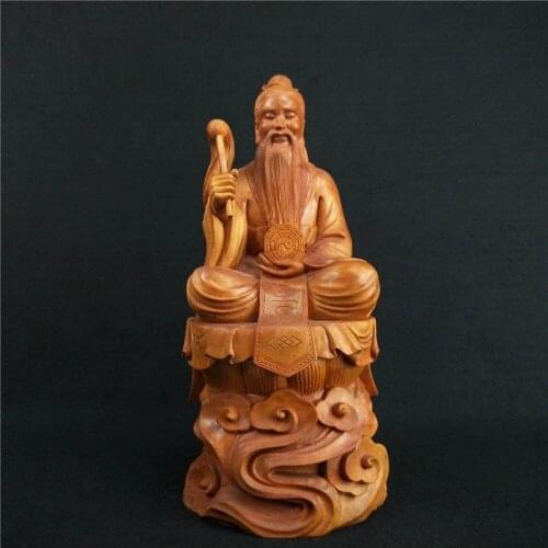 Laozi-Root Carving Home Decor 25CM Wooden Taoism Figure Office Supplies Wood Ornaments