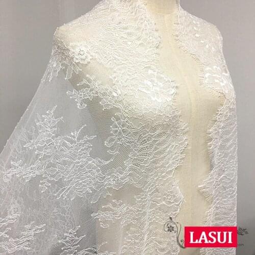 LASUI C0316 NEW 61 cm*3 meters=1 piece white,black DIY Weedding dress ,veil decoration Sewing TOP Eyelash French Lace Fabric