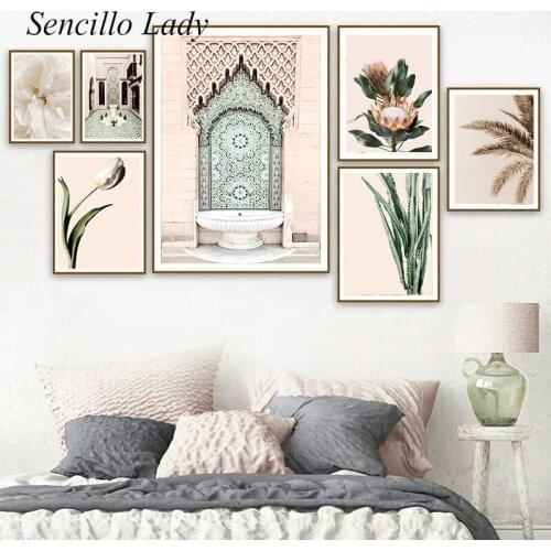 Morocco Architechture Cactus Landscape Canvas Painting Flower Poster Nordic Art Print Decorative Picture Home Wall Decoration