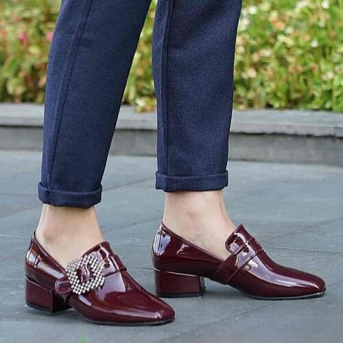 Mio Gusto Brand SOPHIA, 3Cm Low Heel, Black Skin Blue Burgundy Navy Blue, high Quality Womens Casual Comfort Shoes