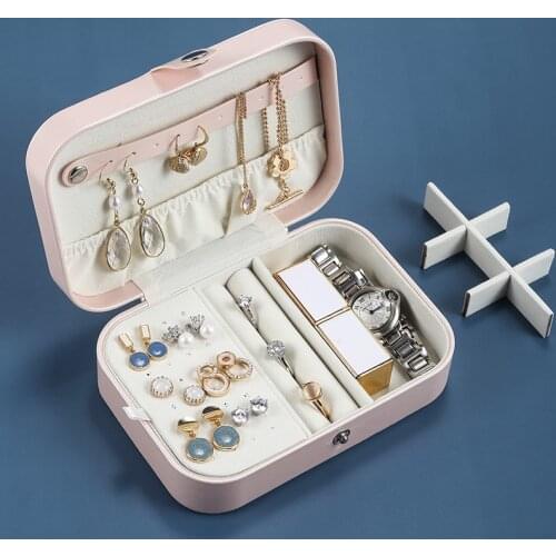 Fashion PU Leather Jewelry Storage Box Women Travel Earring Organizer Case Necklace Ring Display Holder Accessories Supplies