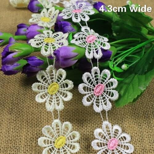 Delicate Chrysanthemum Flower Water Soluble Embroidery Lace Ribbon DIY Skirt Hat Bag Strap Home Textile Headdress Creation Trim