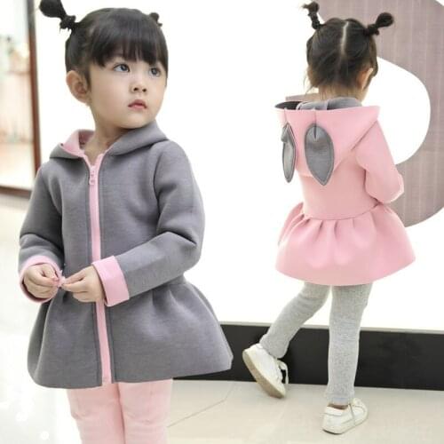 2019 Autumn Winter Jackets For Girls Coats For Girls Jackets Baby Girls Kids Rabbit Ear Hooded Outerwear Coat Children Clothes