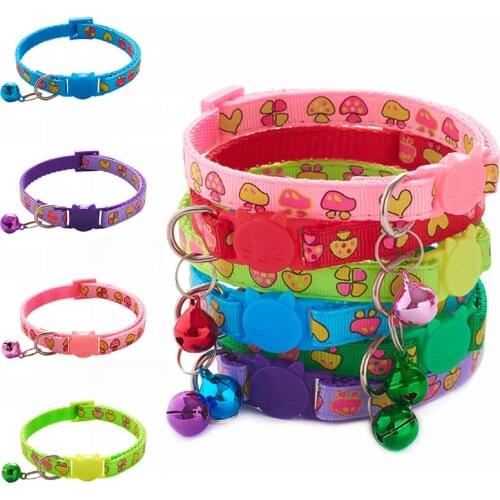 Personalized Cat Collar Quick Release Custom Kitten Collars With Bell Cute Pet Cat Bell Collars Print Engraved Pet Cats Necklace