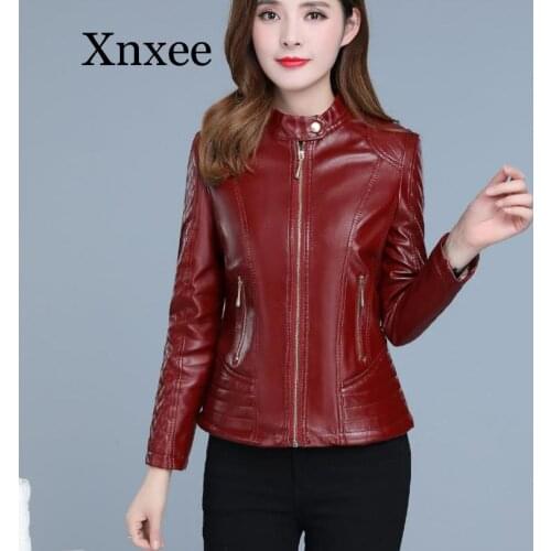 Faux Leather Coat Women Autumn Korean Short Slim XL-6XL Plus Size Black Yellow Long Sleeve Fashion Fishtail Plaid Jacket punk