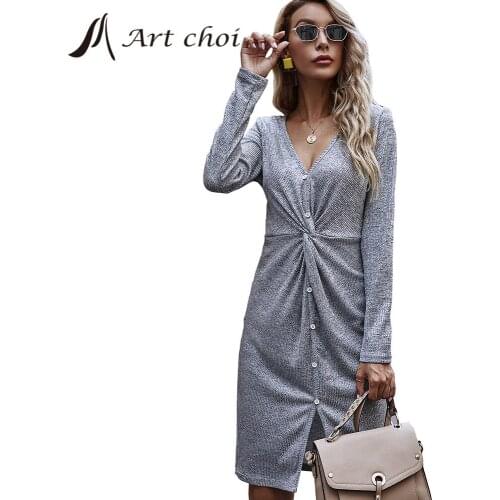 Women Midi Pencil Dress Solid Ladies Party Casual Fashion Vestido Elegant Female Slim Elastic V-Neck Waist Beach Party Shirt