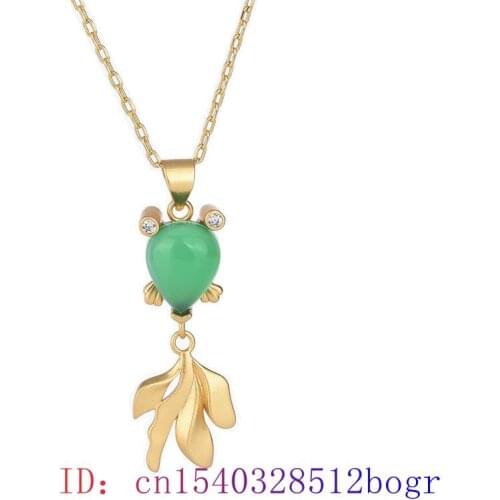 Jade Goldfish Pendant Chalcedony Charm Gemstone Natural Necklace Women Crystal Gifts Chinese Jewelry Amulet 925 Silver Fashion