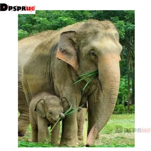 Dpsprue Full Square/Round Diamond Painting Cross Stitch Elephant Animal 3D Embroidery DIY 5D Moasic Home Decor Gift SA32