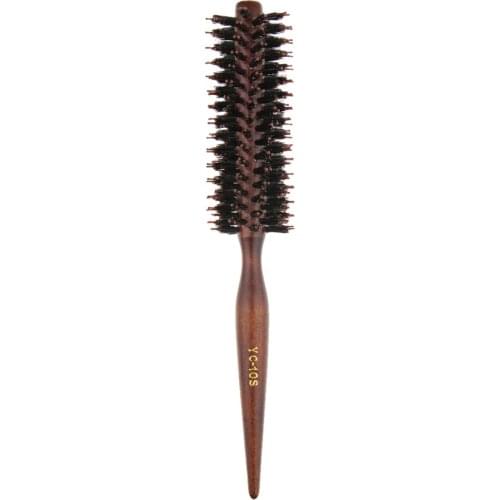 Hairdressing Anti-static Curly Hair Bristle Comb Wood Handle Round Brush