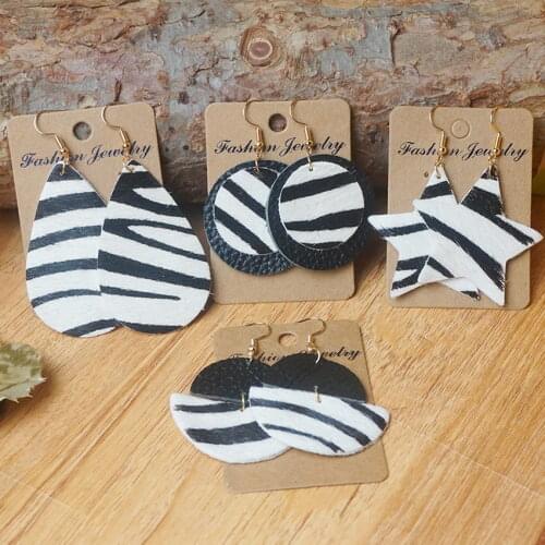 Various Genuine Fur Leather Stripe Zebra Earrings for Women Fashion Geometric Round Simple Leather Accessories Jewelry Wholesale