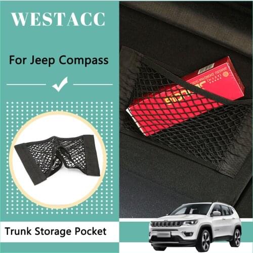 Car Rear Trunk Storage Mesh Stowing Tidying Bag Net Pocket for Jeep Compass 2017 - 2020 Organizer Accessories
