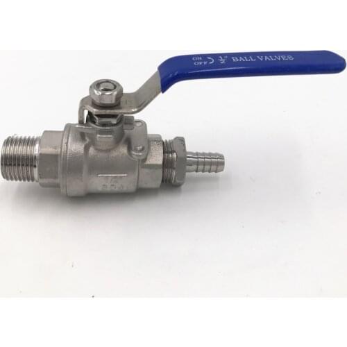 304 Stainless Steel BALL VALVE Keg Beer Brewing Homebrew With 1/2" MPT thread one end and 3/8" barb