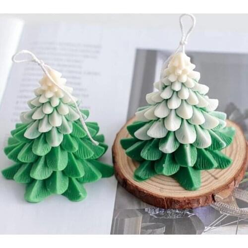 3D Christmas Tree Wax Candle Silicone Mold Baking Molds Handmade Aroma Resin Clay Crafts Winter Gift Xmas Decorations