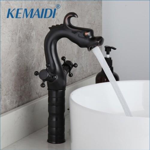 KEMAIDI Bathroom Basin Faucets Mixer Unique Design Rotated Oil Rubbed Bronze Kitchen Dual Handles Basin Sink Mixer Facuet