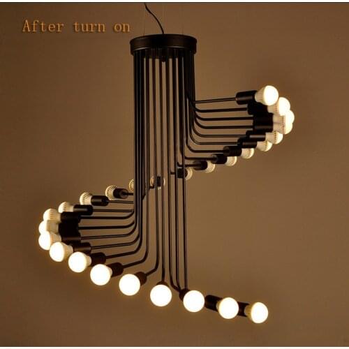 Loft Modern Pendant Light Iron Minimalist Spiral Staircase Lamp Drop Lighting Fixture for High Ceiling Office Shop Bar Cafe