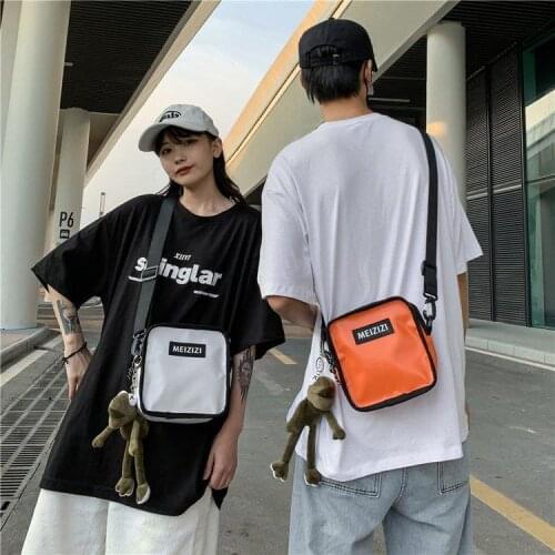 Unisex Cross-bag Summer Carry-on Shoulder Couples Shoulder Messenger Bags Street Trend Orange Hip Hop Casual Package Pouch