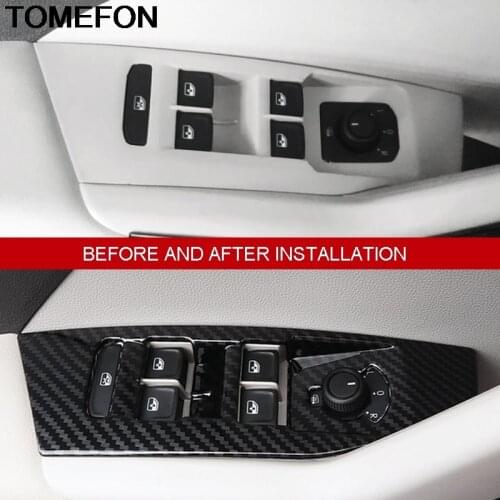 TOMEFON For Volkswagen T-Cross 2018 2019 2020 Car Window Lift Switch Button Door Armrest Panel Frame Cover Trim Accessories ABS