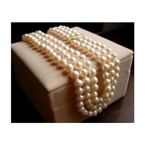 Triple strands7-8mm south sea round white pearl necklace 18"19"20" KKK