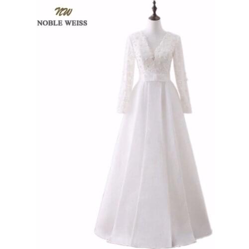 Formal Dresses Evening Gown Robe De Soiree Lace Appliques Beading Evening Dresses with Long Sleeves Bride Elegant Prom Dress