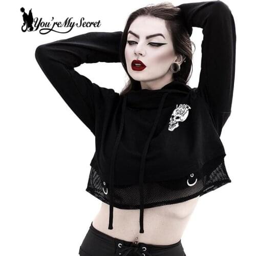 [You're My Secret] Spring Black Tops Hoodies Casual Harajuku Women Clothing hip-hop Cool Couple High Street Sweatshirts