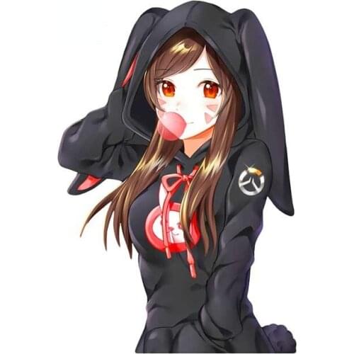 Beautiful Anime Girl Car Bumper Window Sticker Vinyl Material Windshield Waterproof Sunscreen Scratch-Proof Decal Kk13*9cm