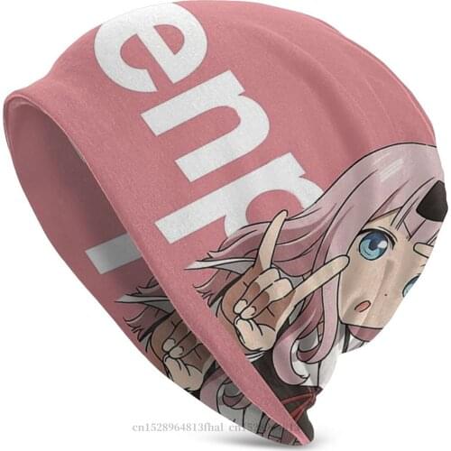 Knitting Hat Senpai Beanie Caps For Men Women Kaguya Sama Love Is War Miyuki Chika Skullies Beanies Ski Caps Cotton Bonnet Hats