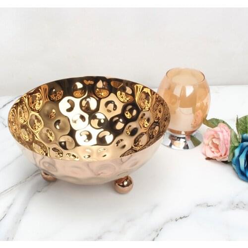 Stainless steel high foot hammer point fruit plate salad plate Cold dish fruit basin Snack tray Hotel hotpot Buffet cake stand