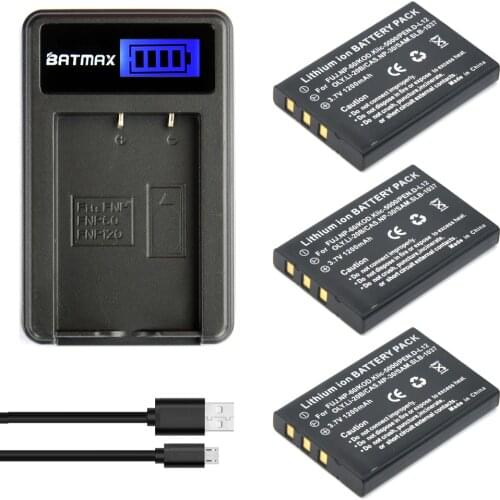 3x NP-60 FNP-60 NP60 SLB 1137 1037 CNP-30 K5000 D-Li2 Li-20B Battery&LCD Charger for Fujifilm F50I F401 F402 F501 ZOOM F410 F601