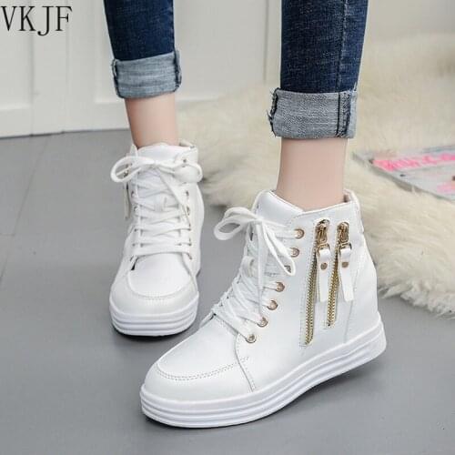 2021 Womens Wedge Heel Boots Platform Lace-up High Heels 6 Cm Shoes Increase Fashionable Womens Boots