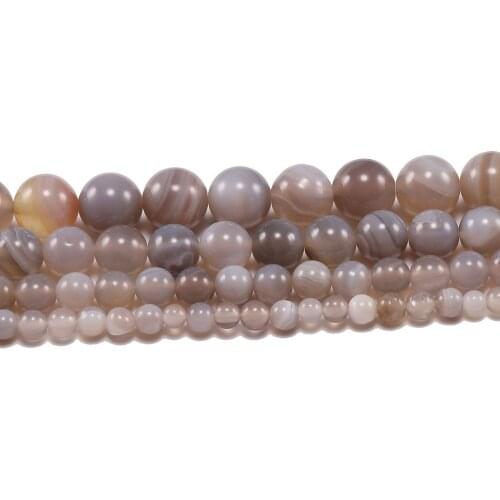 1strand/lot 4 6 8 10 12 mm Round Stripe Gray Agates Natural Stone Beads For Jewelry Making DIY Necklace Bracelet Bulk Wholesale