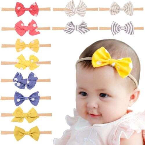 1 PCS Fashion Striped Bows Baby Girls Hairband Cute Handmade Bowknot Elastic Traceless Headband Infant Headwear Birthday Gifts