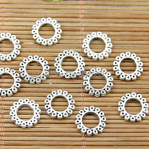 200pcs tibetan silver tone 11mm round frame charms EF1913