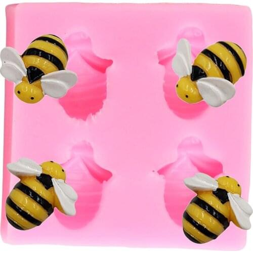 3D Bee Silicone Molds DIY Cupcake Topper Fondant Cake Decorating Tools Sugarcraft Candy Polymer Clay Chocolate Gumpaste Moulds
