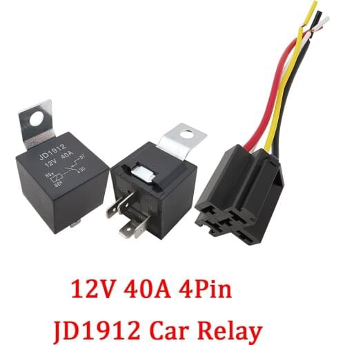 1Pcs JD1912 Relay 12V 40A 4Pin Automotive Relay Car Relay 1NO 1NC with Relay Socket Coil Automobile Control Device Relay JD1912