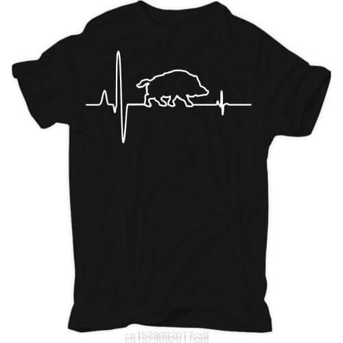Free Shipping 100% Tees Wild Boar Heartbeat Happy Huntings Design T-shirts For Men size S-3XL