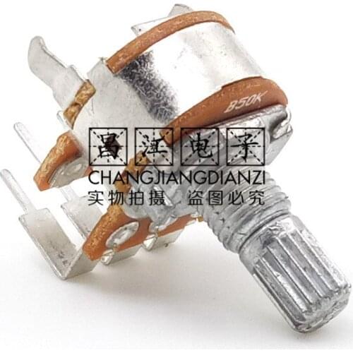 1 Piece D1010 Carbon Film B50K Stereo Channel Amplifier Volume Potentiometer 6-foot Bend 15MM Flower Shaft