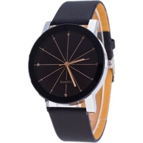 Luxury Brand Unisex Watch Men Popular Womens Watches Fashion Stainless Steel Dial Black Leather Band Quartz Wrist Watch Horloge