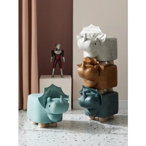 Children Stool PU Cartoon Elephant Low Stools For Living Room Office Decoration Kids Stool With Wood Foot