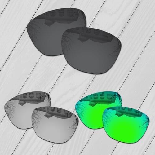 E.O.S 3 Pairs Black & Silver & Emerald Green Polarized Replacement Lenses for Oakley Jupiter Sunglasses