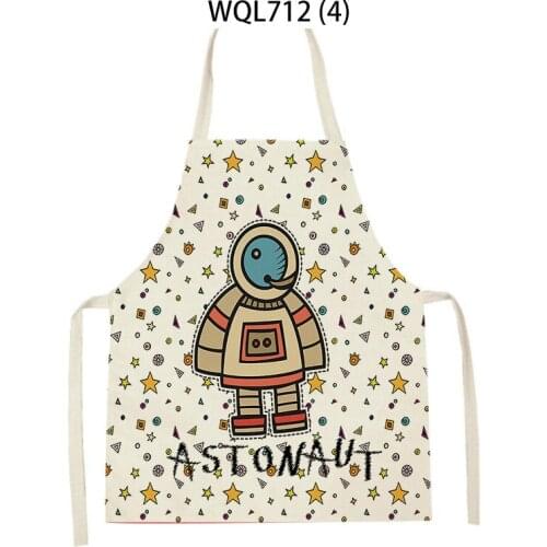 Cartoon Universe Space Science Space Ship Apron Lady Adult Bib Home Cooking Roast Coffee Shop Cleaning Apron Kitchen Accessories