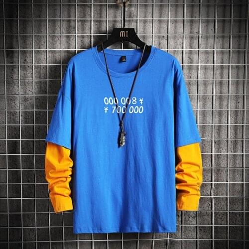 GlacialWhale 2021 Patchwork Crewneck Sweatshirt Men Japanese Streetwear Harajuku Oversized Blue Hoodie Men Sweatshirts Hoodies