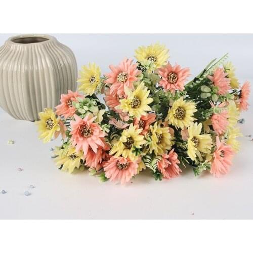 Artificial Small Daisy Wild Chick Xiaoyeju Fresh with Grass Chrysanthemum Plastic Flower Garden Wedding Home Christmas Decor