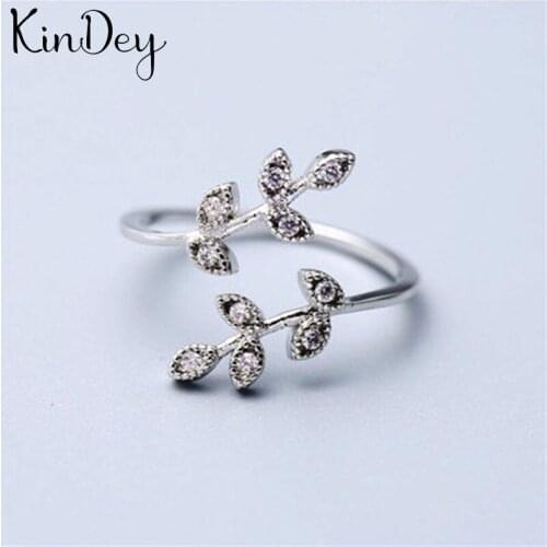 Kindey Personality Exaggerated Silver Color Leaf Rings For Women Engagement Jewelry Girls Open Finger Rings