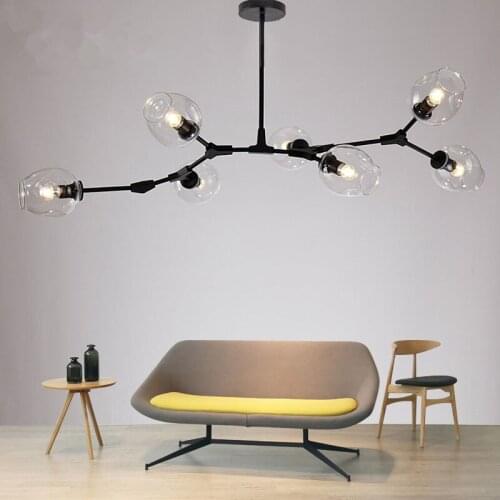 Kitchen Modern Pendant Light Black Pendant Lighting Bar Glass Lamp Home Large Pendant Lights Study Ceiling Lamp Free Bulbs